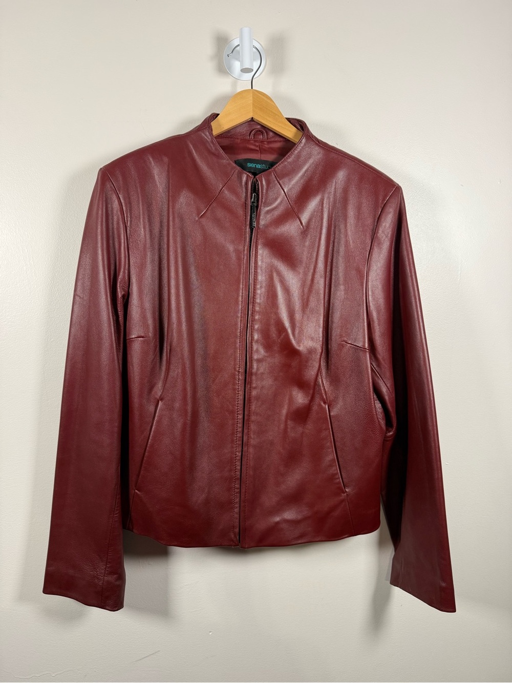 Siena Studio Burgundy Leather Bomber Jacket